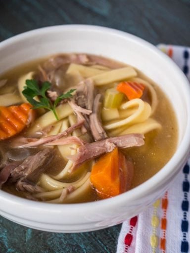 Pressure Cooker Day-After-Thanksgiving Turkey Carcass Soup | DadCooksDinner.com