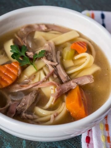 Pressure Cooker Day-After-Thanksgiving Turkey Carcass Soup | DadCooksDinner.com