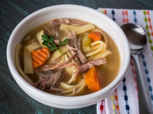 Pressure Cooker Day-After-Thanksgiving Turkey Carcass Soup | DadCooksDinner.com