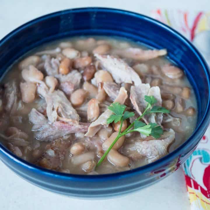 Pressure Cooker Pinto Bean and Turkey Drumstick Soup DadCooksDinner