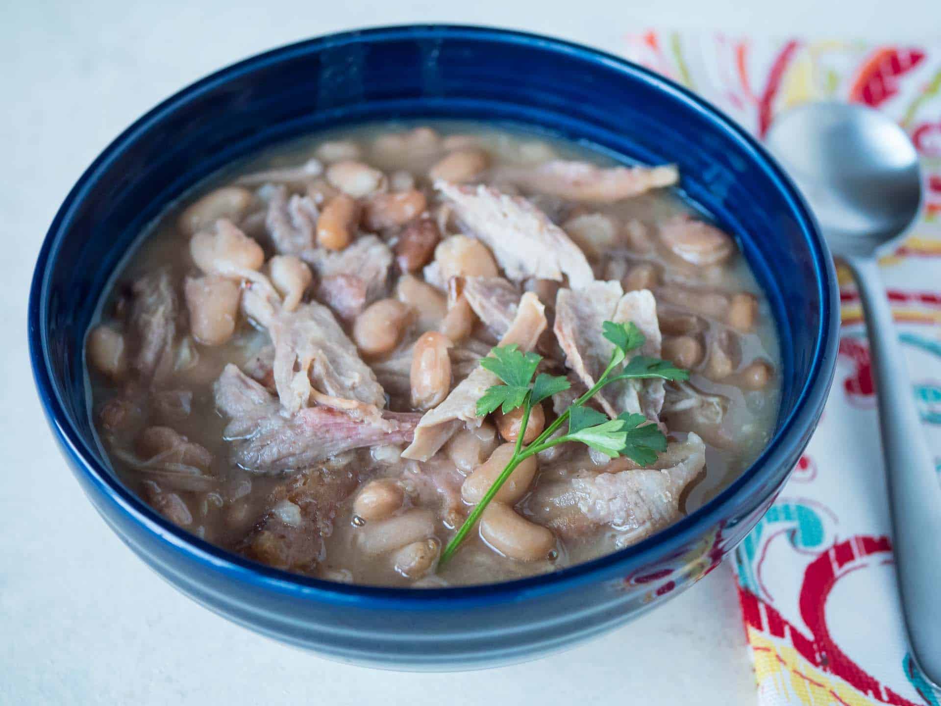 Pressure Cooker Pinto Bean and Turkey Drumstick Soup DadCooksDinner