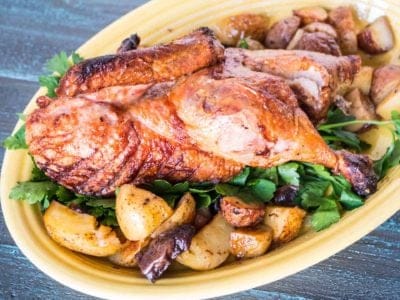 Rotisserie Duck with Drip Pan Potatoes | DadCooksDinner.com