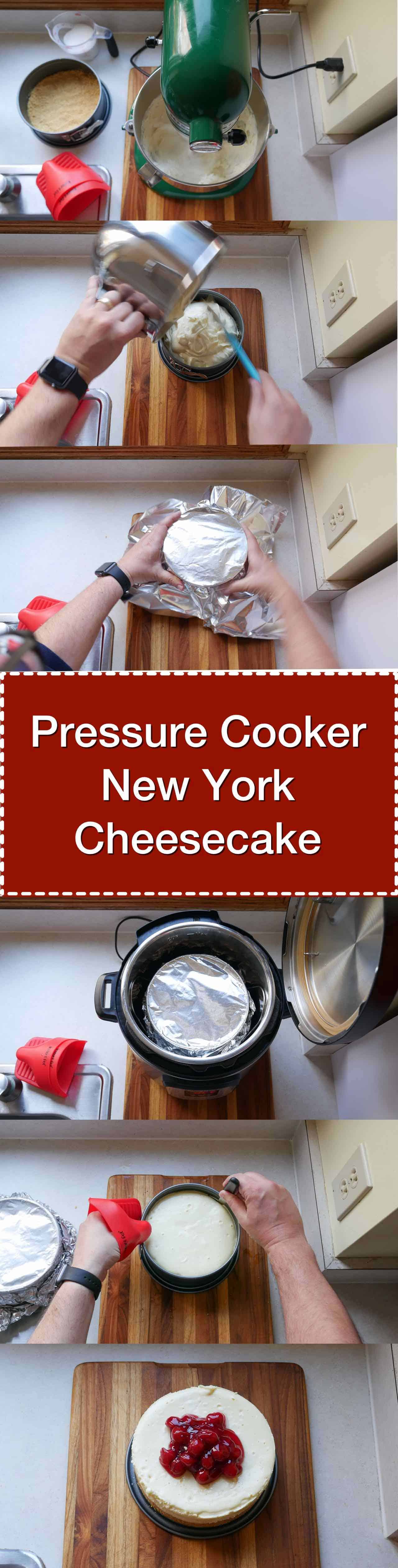 Tower image of the steps to make Instant Pot New York Cheesecake