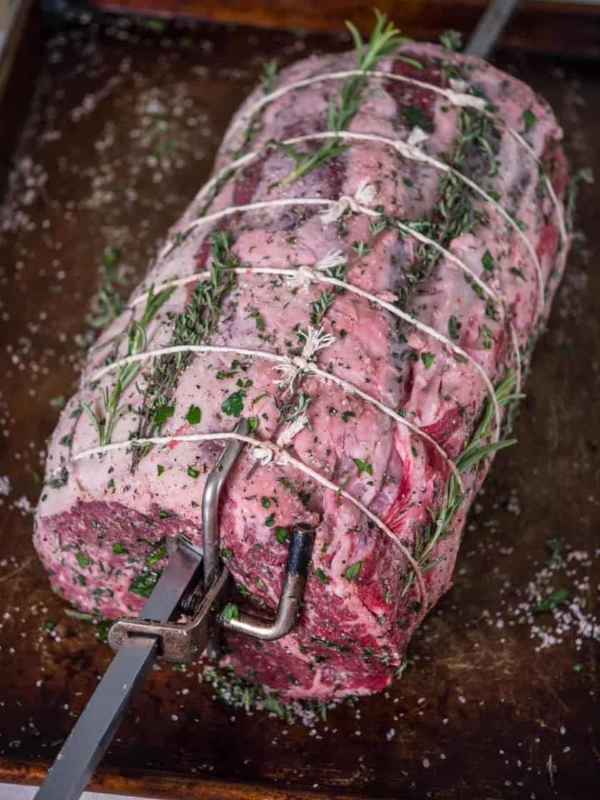 Rotisserie Ribeye Roast with Herb Crust | DadCooksDinner.com