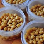 Chickpeas in round storage containers