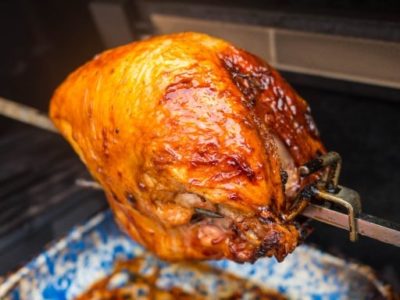 Turkey breast on the rotisserie