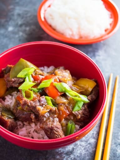 Pressure Cooker Chinese Pepper Steak | DadCooksDinner.com