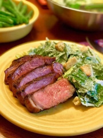 Grilled New York Strip Steaks with Caesar Salad | DadCooksDinner.com