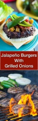 Jalapeno Cheeseburgers With Grilled Onions - Tower Image | DadCooksDinner.com
