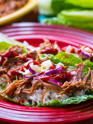Pressure Cooker Korean BBQ Pork Lettuce Wraps - Portrait | DadCooksDInner.com