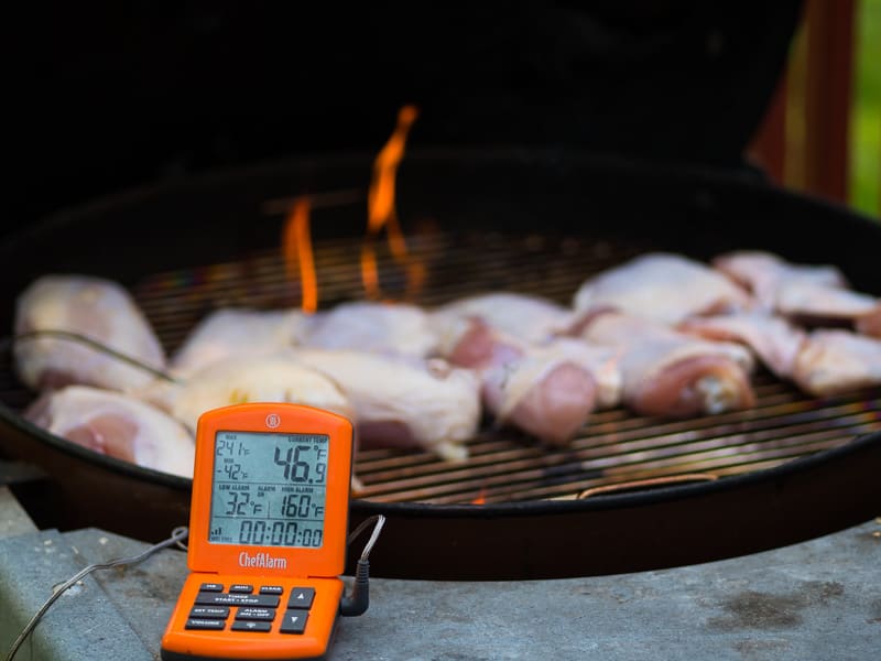 Probe Thermometer and Grill Smoked Cut Up Chicken | DadCooksDinner.com