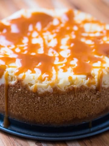 Pressure Cooker Salted Caramel Cheesecake | DadCooksDinner.com