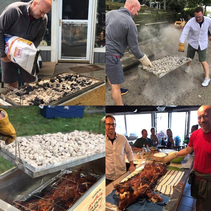 La Caja China Pig Roast - cooking steps collage | DadCooksDinner.com