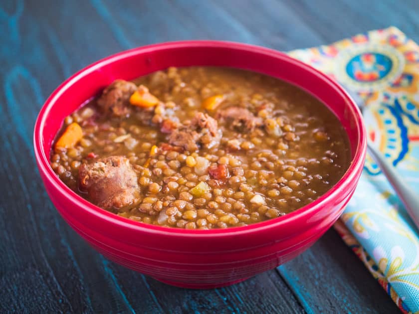 Pressure Cooker Umbrian Lentils and Sausage | DadCooksDinner.com