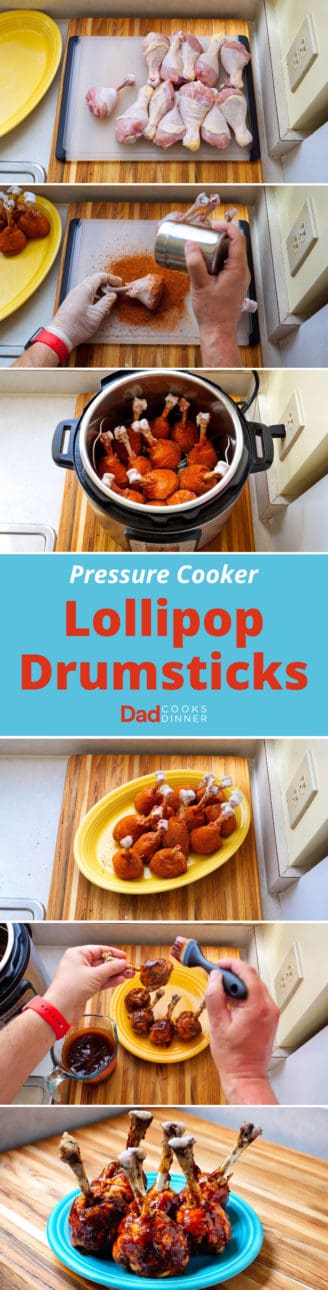 Pressure Cooker Lollipop Drumsticks - Step By Step Tower | DadCooksDinner.com