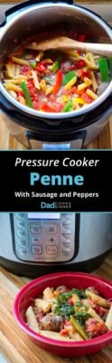 Pressure Cooker Penne with Sausage and Peppers Tower Image | DadCooksDinner.com