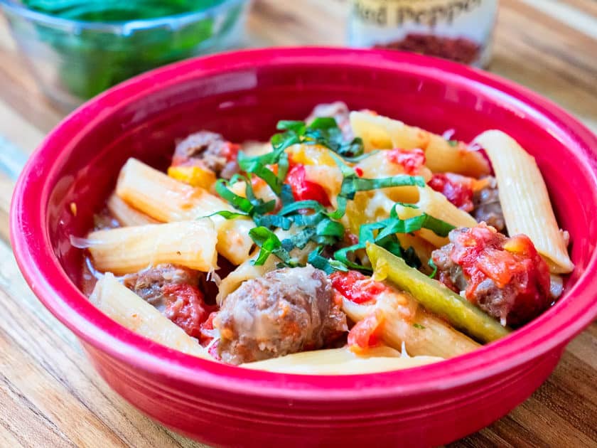 Pressure Cooker Penne with Sausage and Peppers | DadCooksDinner.com