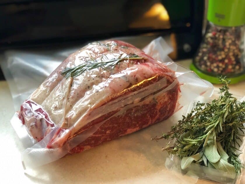 Vacuum sealed Ribeye roast with herbs | DadCooksDInner.com
