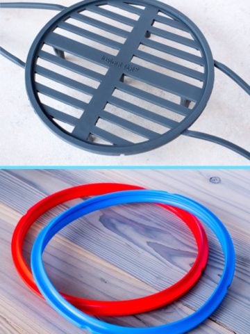 Instant Pot Silicone Steam Rack and Sealing Rings in Red and Blue-Tower Image | DadCooksDinner.com
