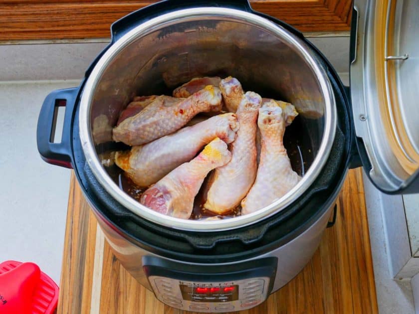 Chicken drumsticks in an electric pressure cooker