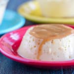 Mexican Flan on a red plate