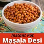 A bowl of desi chickpeas (Desi Chana) with an Instant Pot in the background