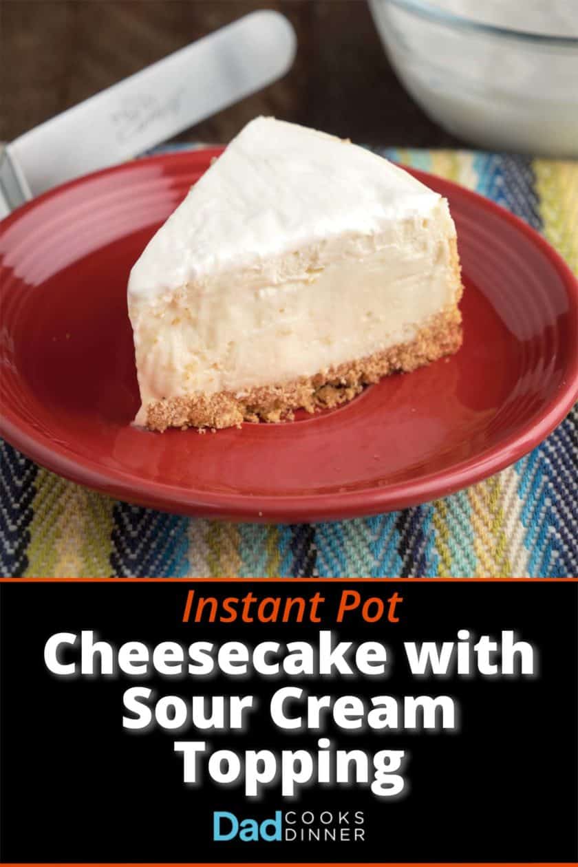 A slice of cheesecake with sour cream topping