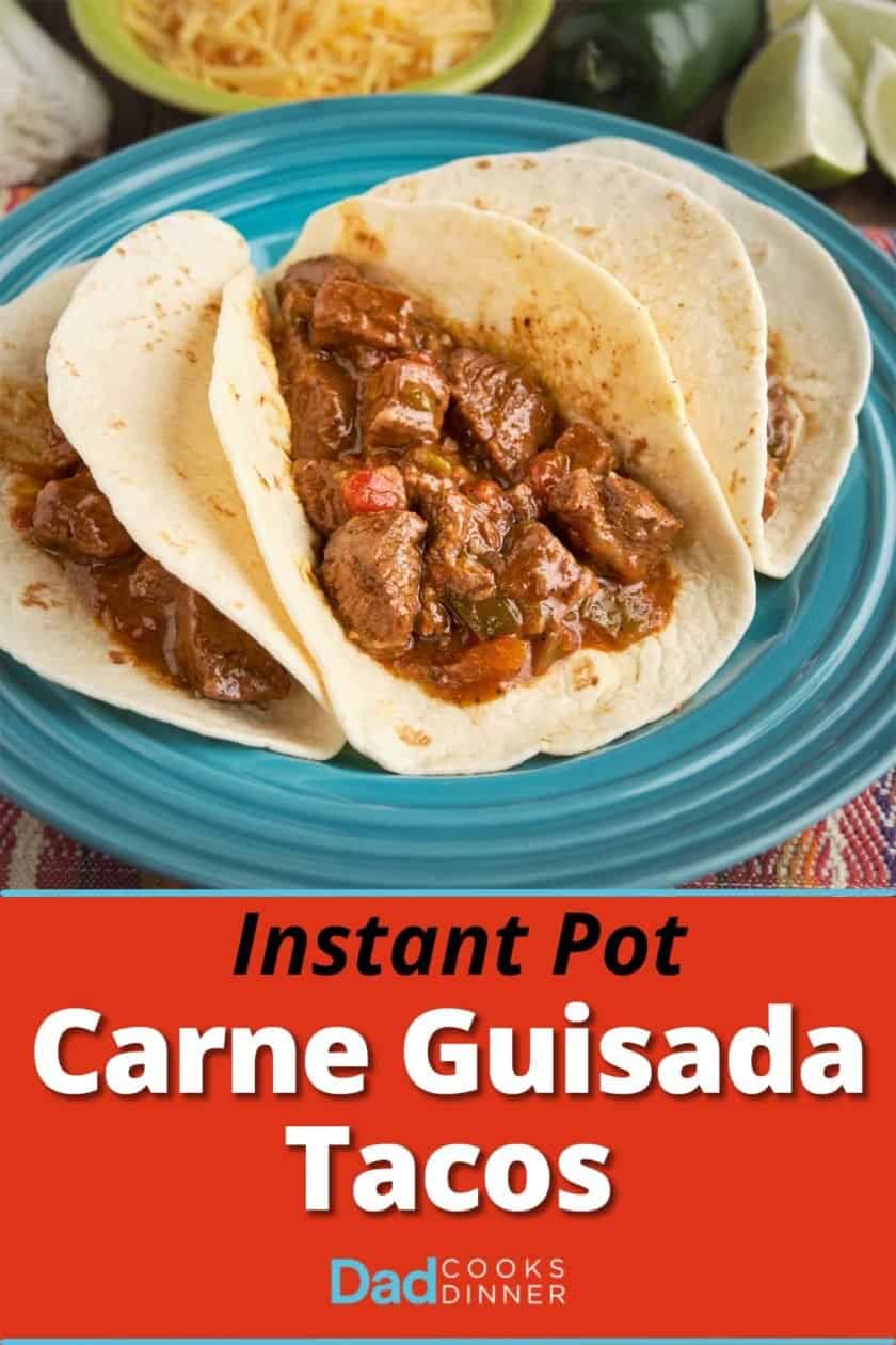 A plate of three carne guisada tacos