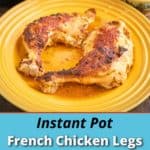 A pair of mustard chicken legs on a yellow plate