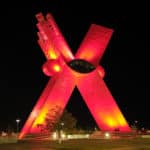 Huge red X sculpture in Ciudad Juarez, Mexico