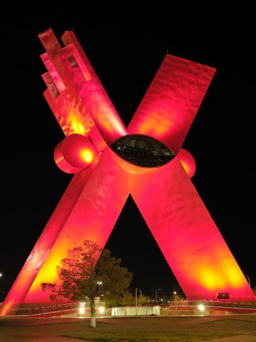 Huge red X sculpture in Ciudad Juarez, Mexico