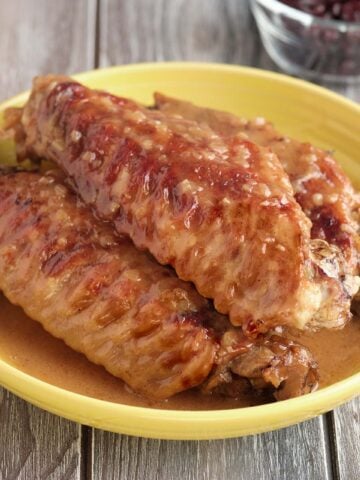 A plate of turkey wings smothered with gravy