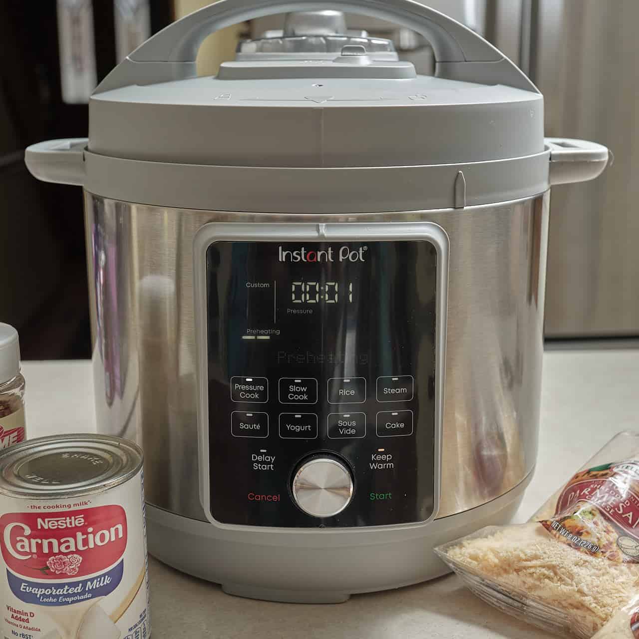 Instant Pot set to Pressure Cook for 1 minute