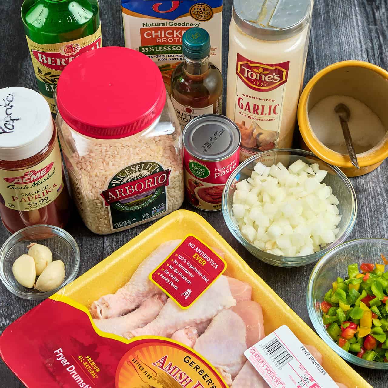 Ingredients for Instant Pot Chicken Legs and Rice