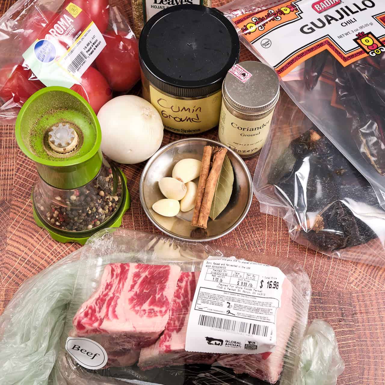 Ingredients for birria tacos