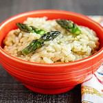 A bowl of asparagus risotto