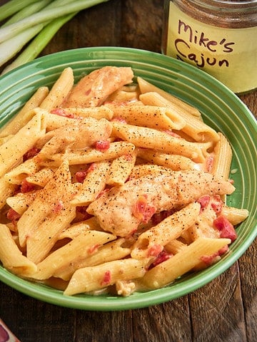 A bowl of Instant Pot Cajun Chicken Pasta