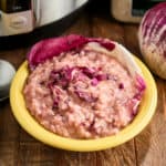 A bowl of radicchio risotto with an Instant Pot