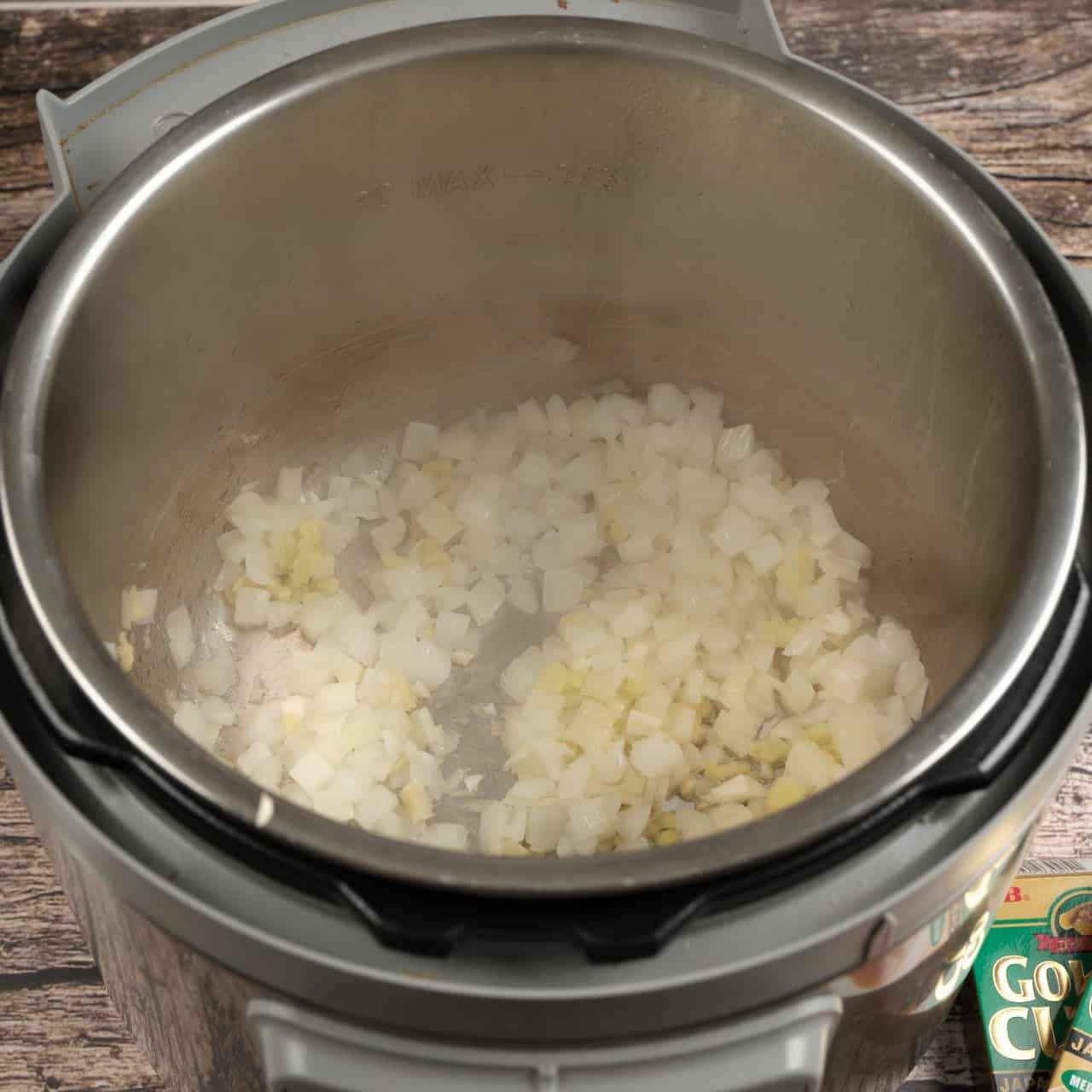 Sautéing onion, garlic, and ginger in an Instant Pot