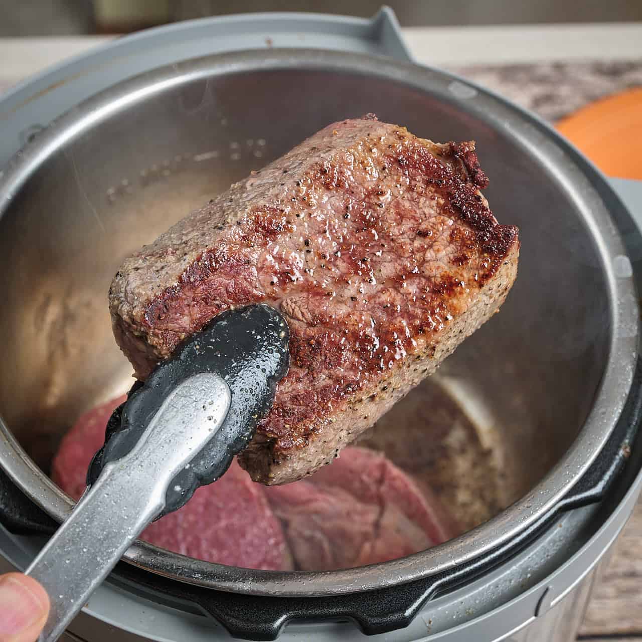 A browned piece of sirloin tip roast