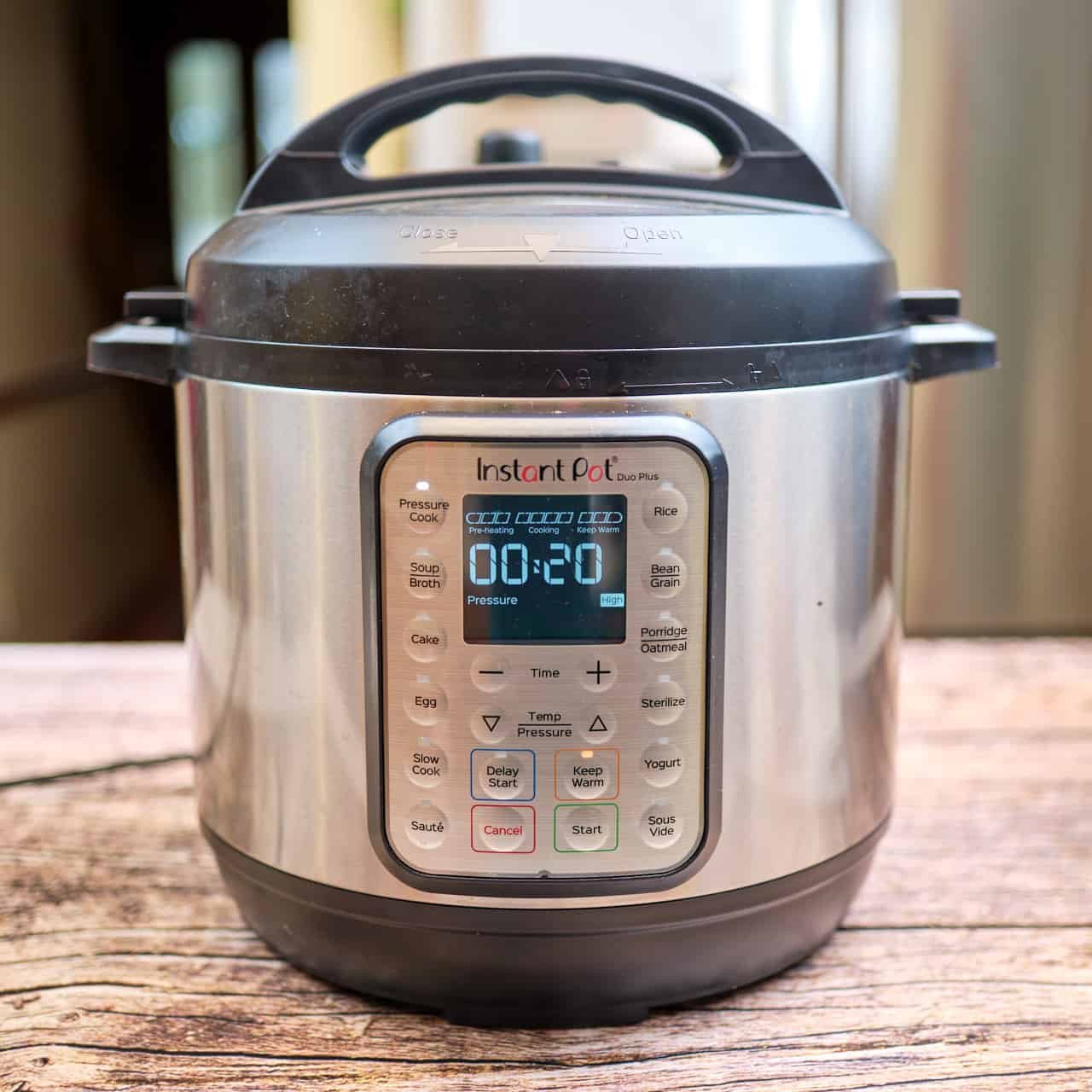 Instant Pot set to pressure cook on high for 20 minutes