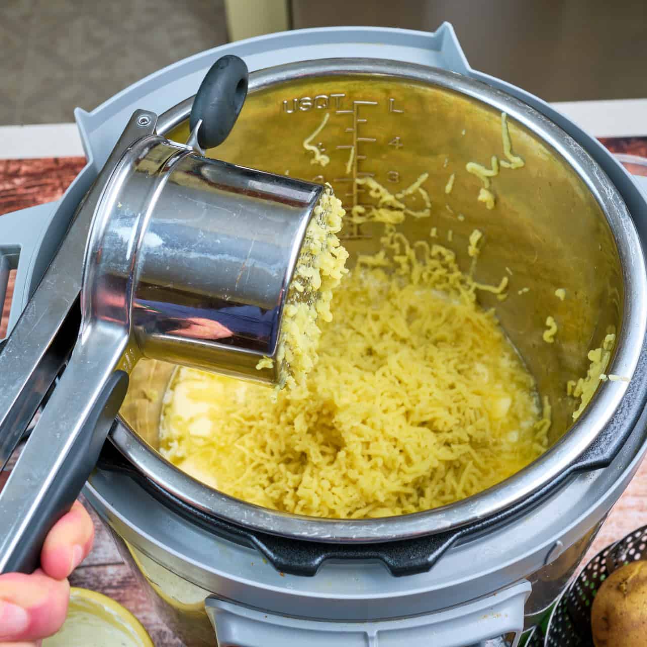 Ricing potatoes into the Instant Pot