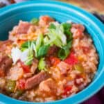 A bowl of Instant Pot Jambalaya