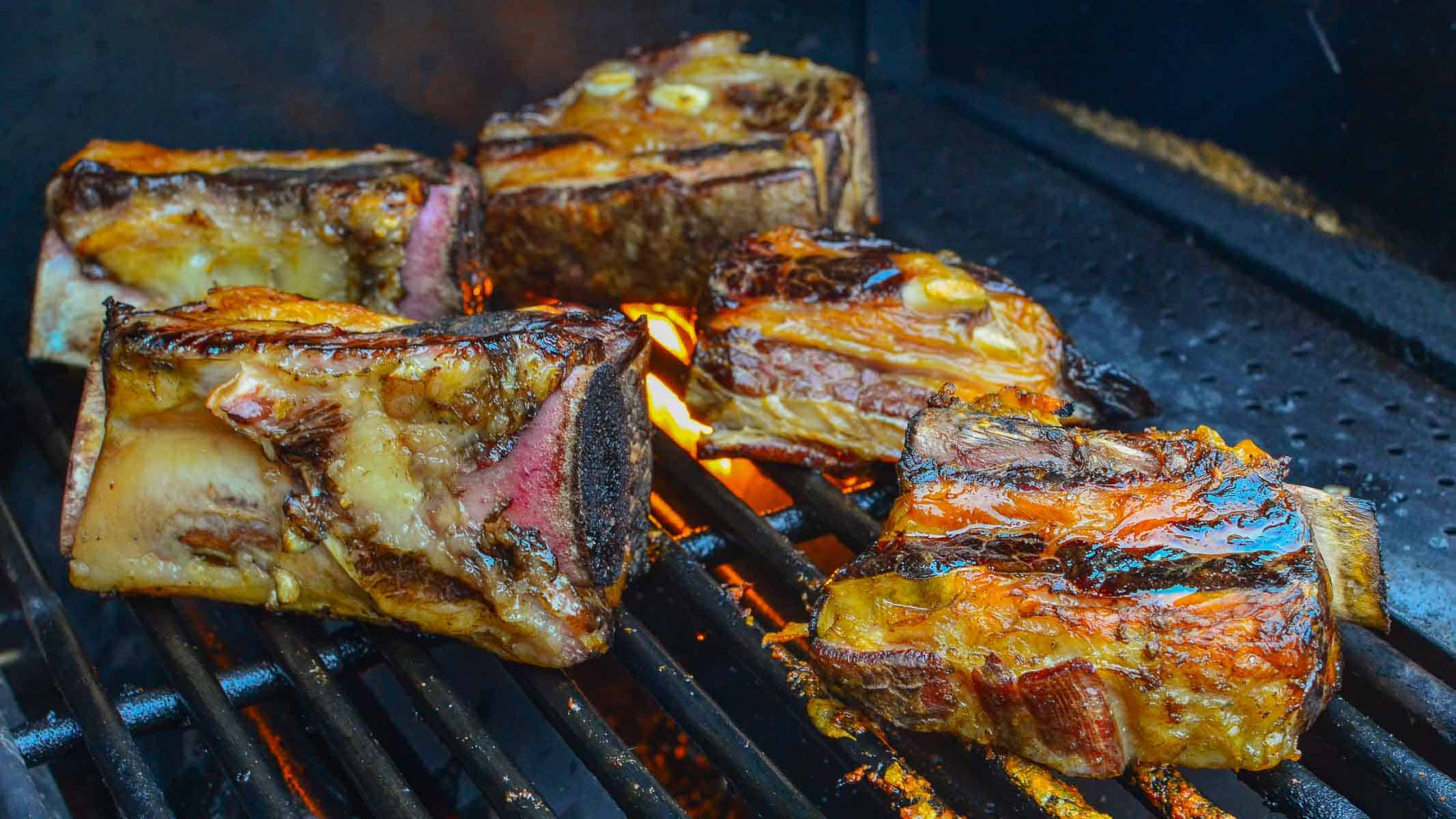Searing sous vide short ribs on the grill