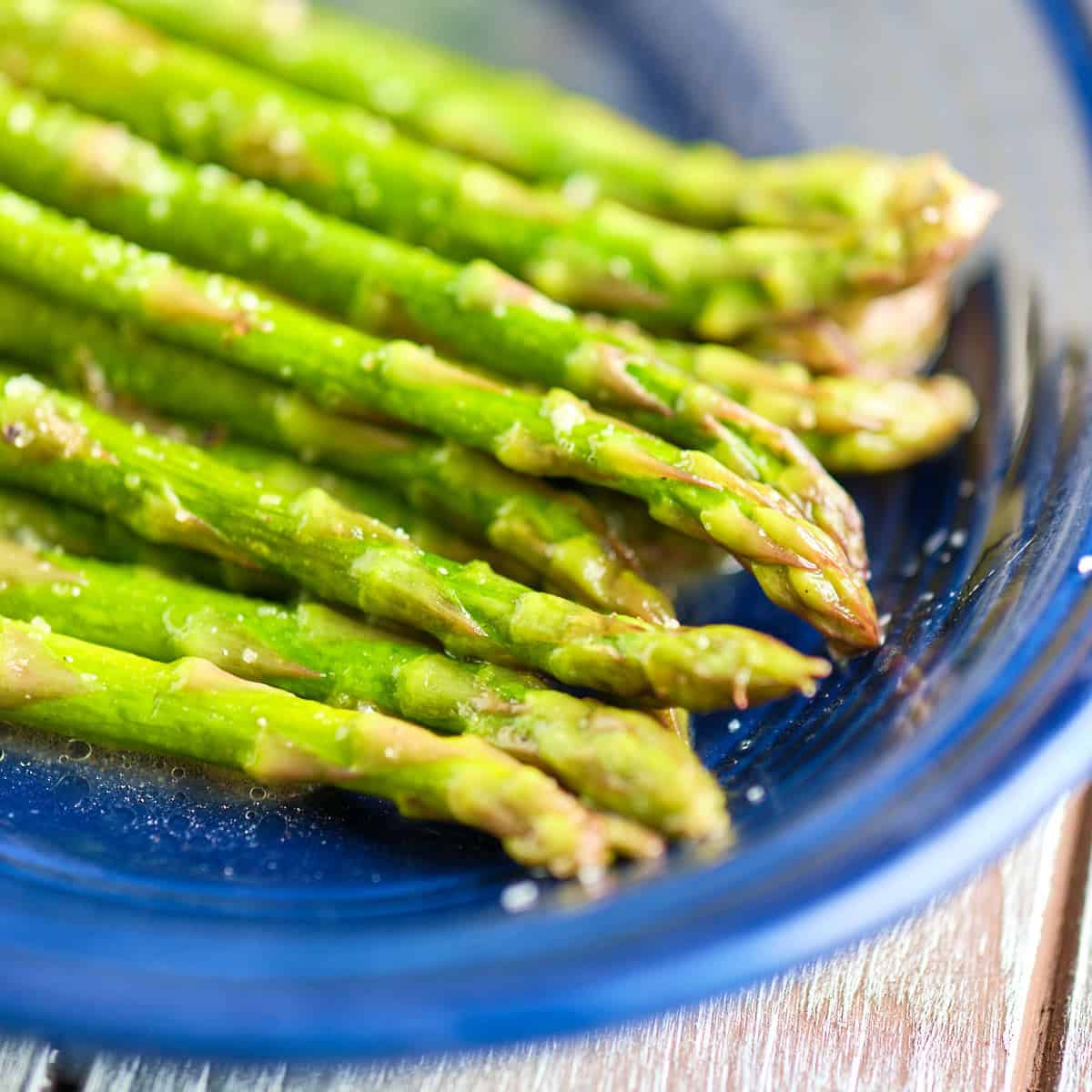 A platter of Sous Vide Asparagus