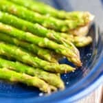 A platter of sous vide asparagus