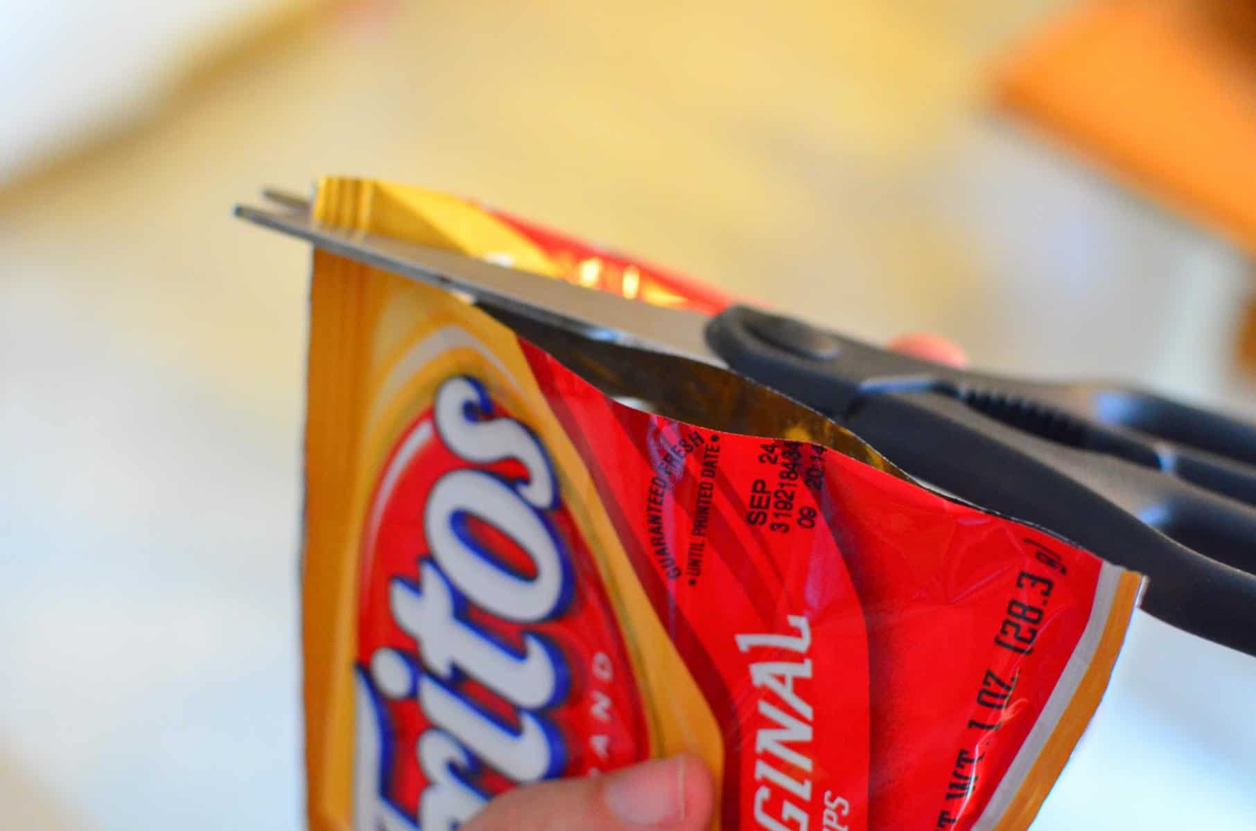 Opening the Fritos bag