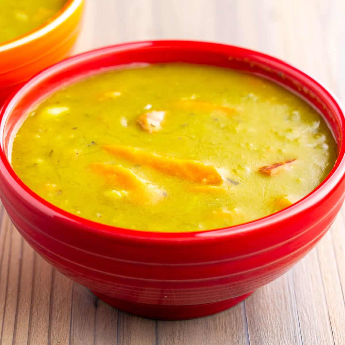 A bowl of split pea soup