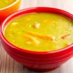 A bowl of split pea soup
