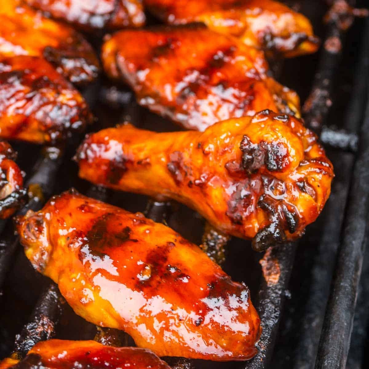 Chicken wings on the grill, brushed with Korean BBQ Glaze